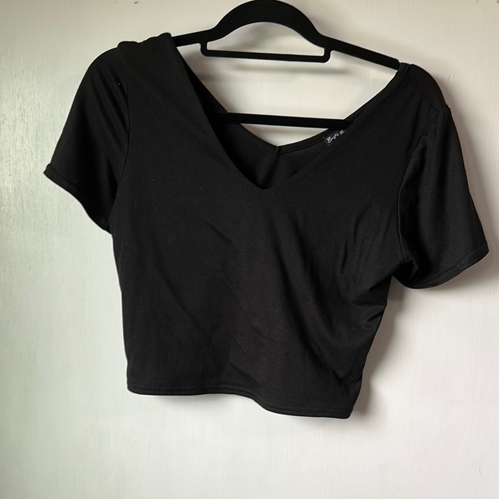 Black V-Neck Women's crop Top